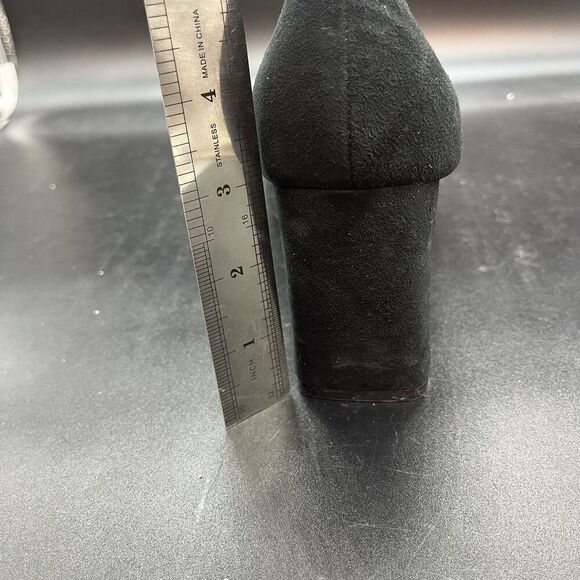 J Crew womens suede slip on classic low block heel pumps black size 8.5 - Picture 9 of 9